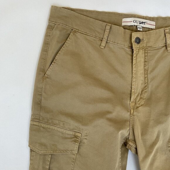 Guess Men’s Lunita Twill Cargo Jeans Utility Fit Crop Leg In Khaki Size 34 - Picture 9 of 14